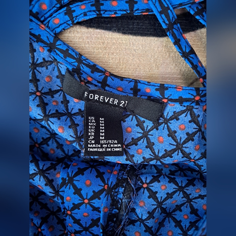 Blue Strappy Romper Side Zipper, Soft! Geometrical Polka Dot Design! So Cute - Picture 6 of 9